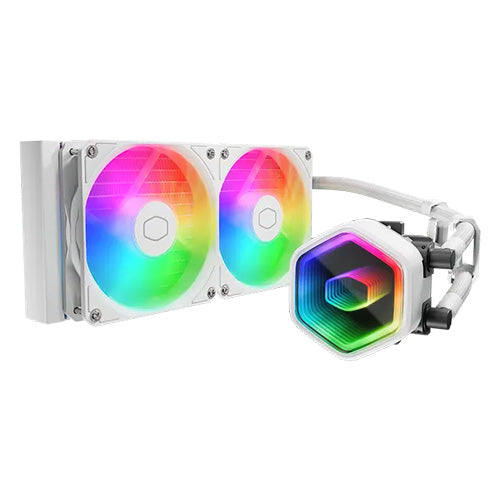 Cooler Master MasterLiquid 240 Core II 240mm ARGB Liquid CPU Cooler, Dual Chamber Pump w/ Infinity Mirror, White Cooler Master MasterLiquid 240 Core II 240mm ARGB Liquid CPU Cooler, Dual Chamber Pump w/ Infinity Mirror, White